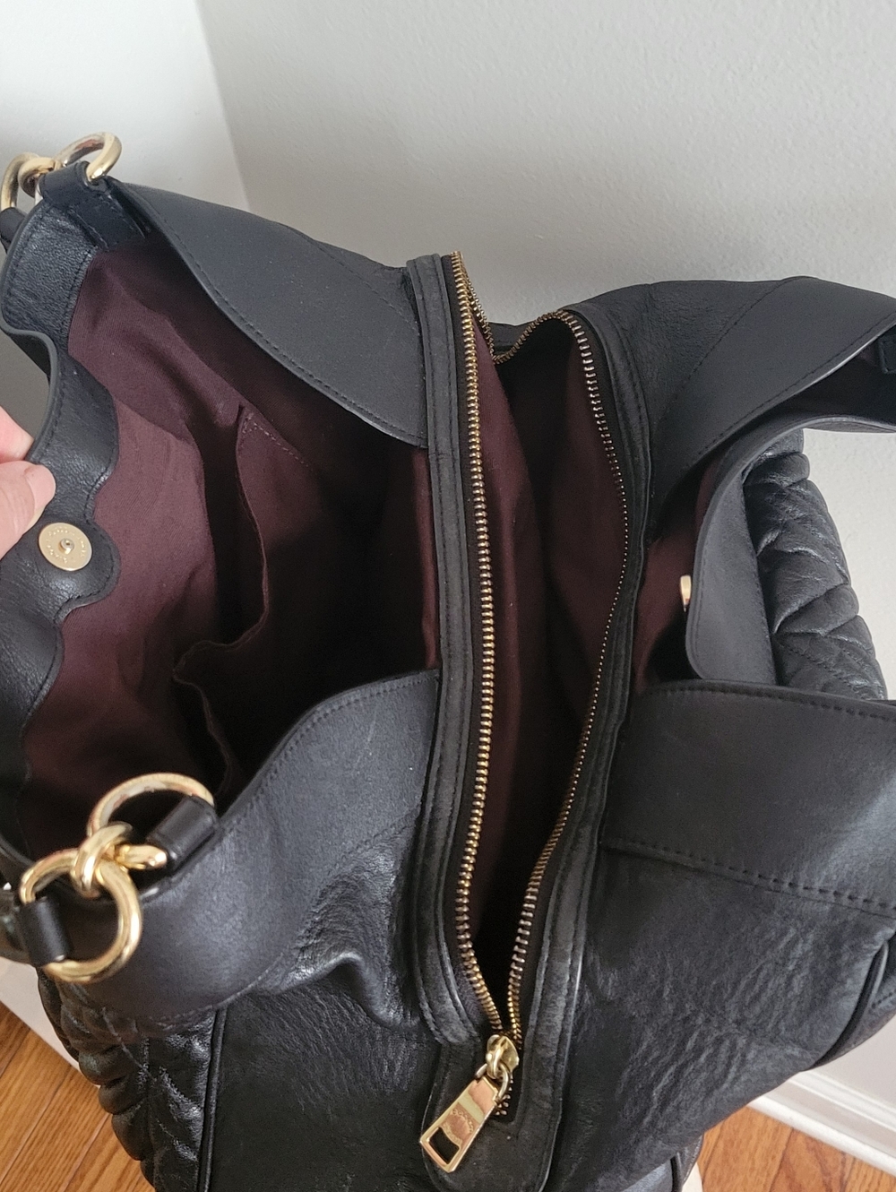 Coach Lexy Black Quilted Leather Shoulder Bag with Gold Hardware - Picture 8 of 9